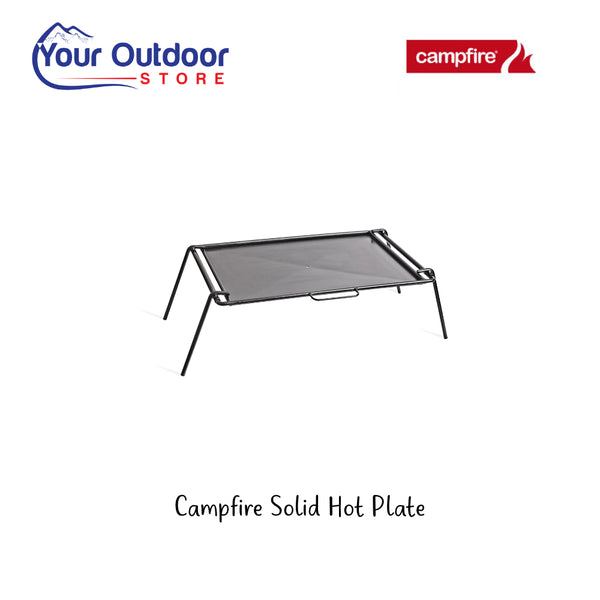 Campfire Solid Hot Plate. Hero Image Showing Logos and Title. 