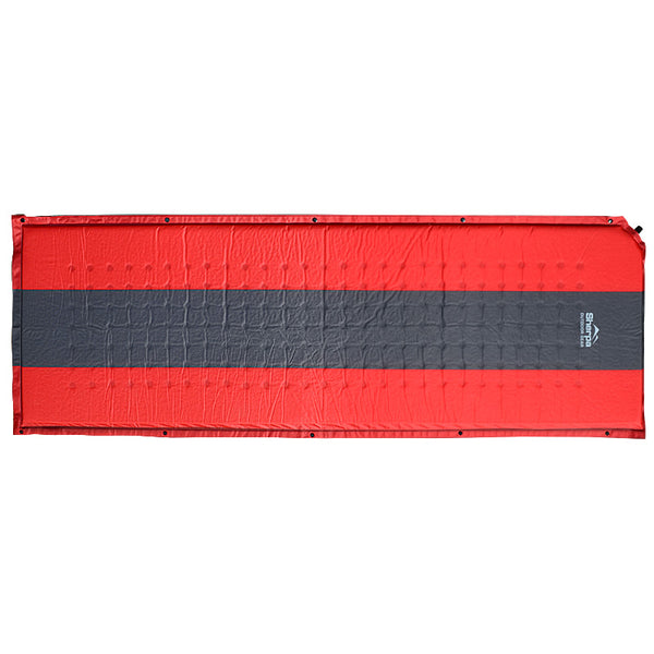 Red Grey | Sherpa Sleeping Mat Camper. Inflated, Top View. 