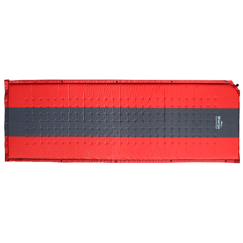 Red Grey | Sherpa Sleeping Mat Camper. Inflated, Top View. 