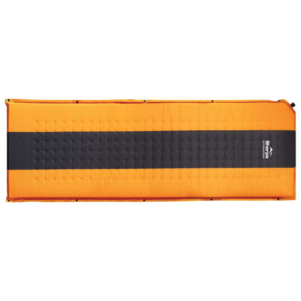 Orange Grey | Sherpa Sleeping Mat Camper. Inflated, Top View. 