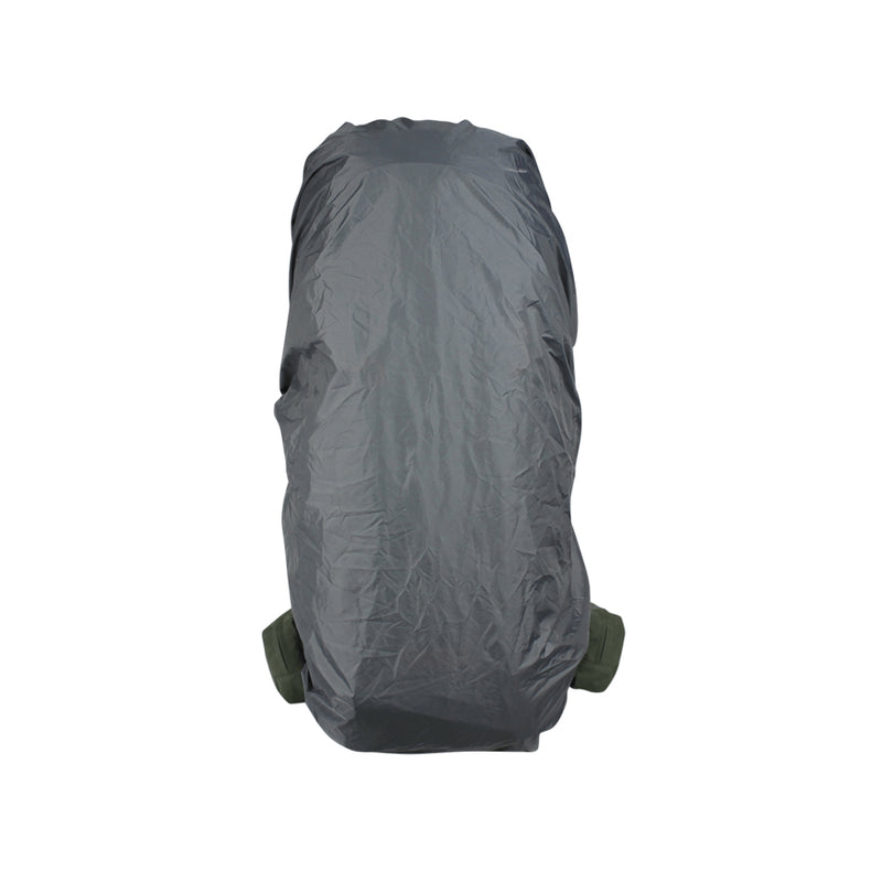 Olive | Spika Drover Hauler 40 L Front View Showing Rain Cover On Pack.