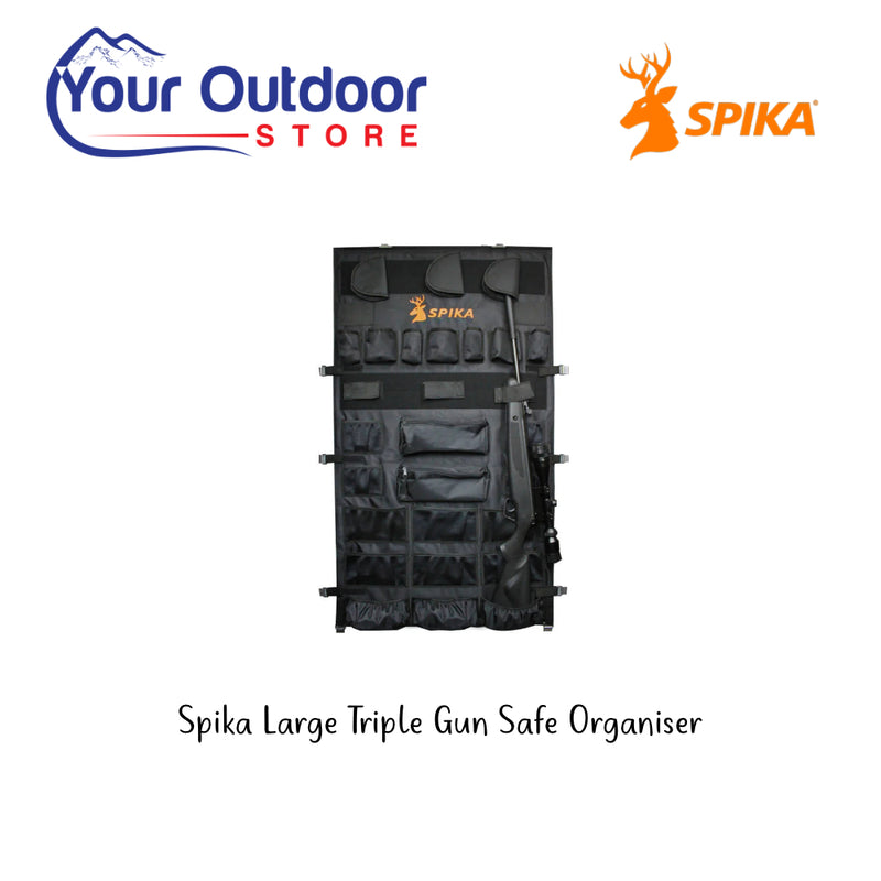 Spika Large Triple Gun Safe Organiser. Hero Image Showing Logos and Title. 