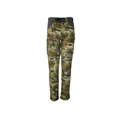 Biarri Camo | Spika Womens Xone Pants - Front View Showing Belt Clip and Zip Thigh Pockets. 