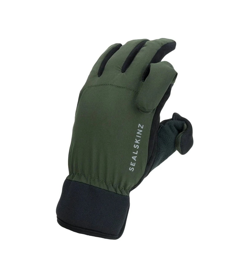 Olive Black | Back of glove with index and thumb flipped open