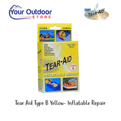 Tear Aid Type B Yellow- Inflatable Repair System. Hero image with title and logos