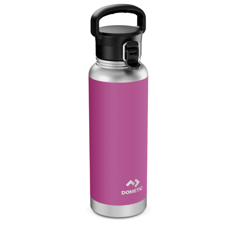 Orchid | Side of bottle with black flipped lid on. Vibrant pink colours