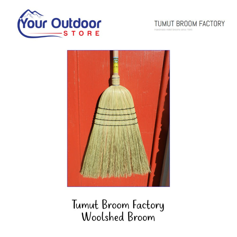 Tumut Tie Woolshed Broom (outdoor). Hero Image Showing Logos and Title. 