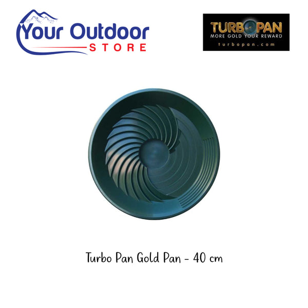 Green | Turbo Pan Gold Pan - 40 cm. Hero Image Showing Logos and Title. 