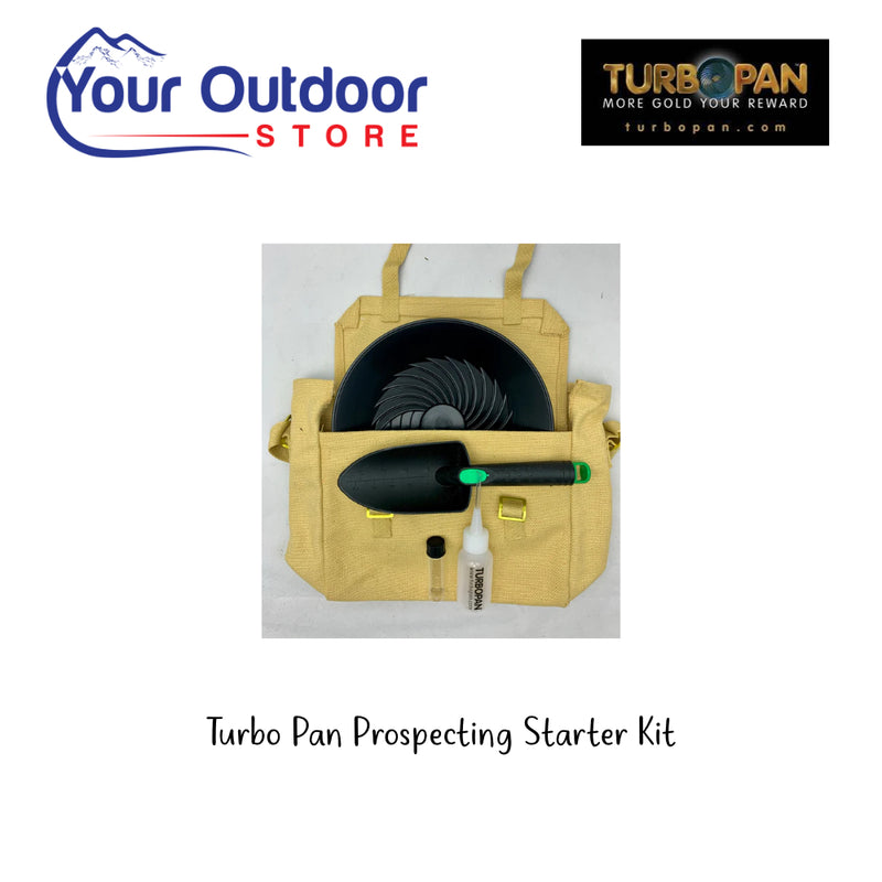 Turbo Pan Prospecting Starter Kit. Hero Image Showing Logos and Title. 