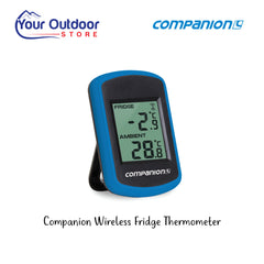 Companion Wireless Fridge Thermometer. Hero image with title and logos