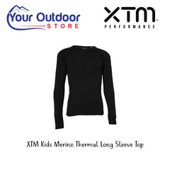 XTM Kids Merino Thermal Long Sleeve Top. Hero image with title and logos
