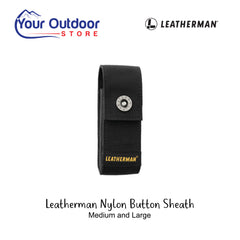 Leatherman Nylon Sheath. Hero image with title and logos