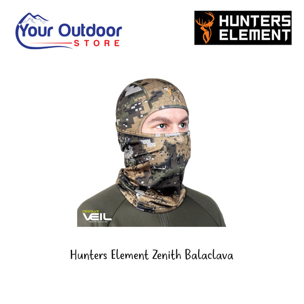 Hunters Element Zenith Balaclava. Hero Image Showing Logos and Title.