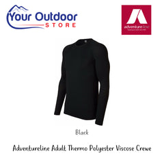 Black | Adventureline Thermo Polyester Viscose Unisex Long Sleeve Crewe