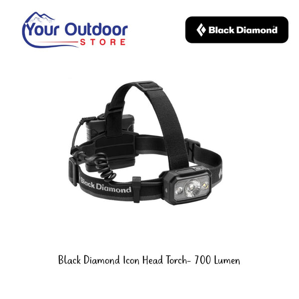 Black Diamond Icon Headlamp. Hero image with title and logo