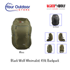 Moss | Black Wolf Minimalist 45 Backpack. Hero