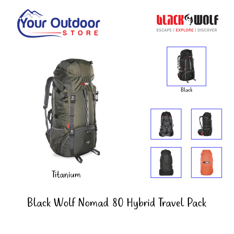 Titanium | Black Wolf Nomad 80 Hybrid Travel Pack- Hero Image