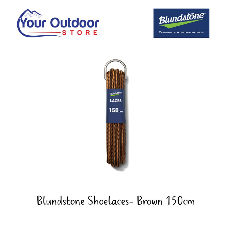 Blundstone Shoelaces, Brown/Tan 150cm- Hero image with title and logos