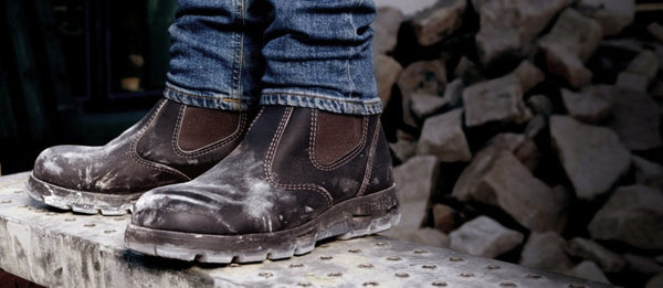 Brown | Redback USBOK Safety Boot Pair Dirty from use on model