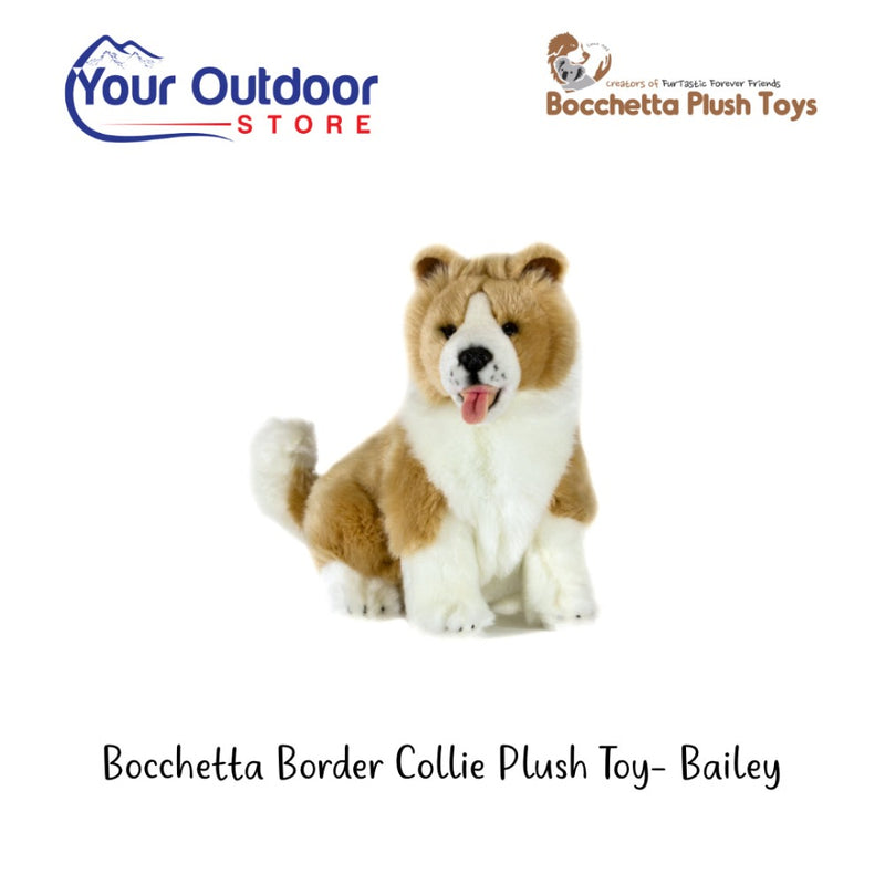 Tan | Bocchetta Border Collie Plush Toy - Bailey. Hero with title and logos
