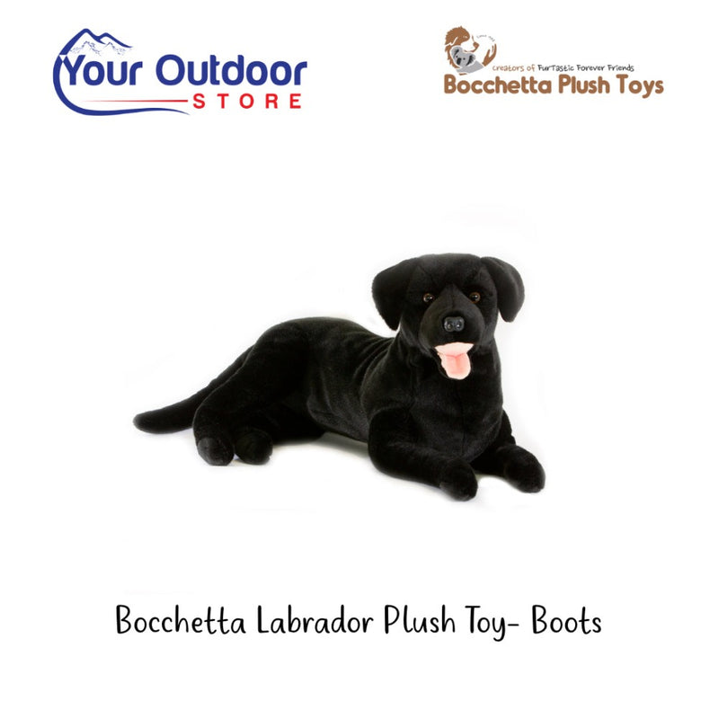 Black | Bocchetta Labrador Plush Toy - Boots. Hero image with title and logo