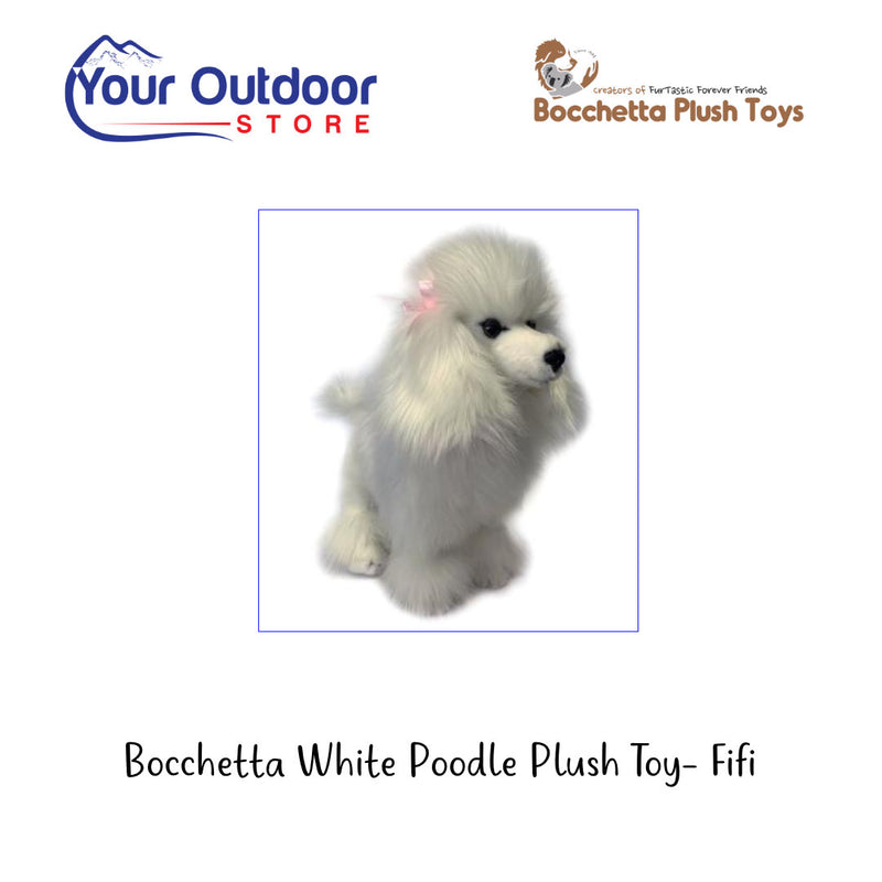 White | Bocchetta Poodle Plush Toy - Fifi. Hero image with title and logo