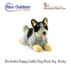 Bocchetta Cattle Dog Plush Toy - Rusty. Hero image with logo and title