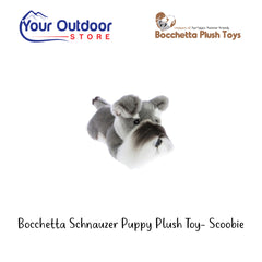 Bocchetta Schnauzer Puppy Plush Toy- Scoobie. Hero image with title and logo