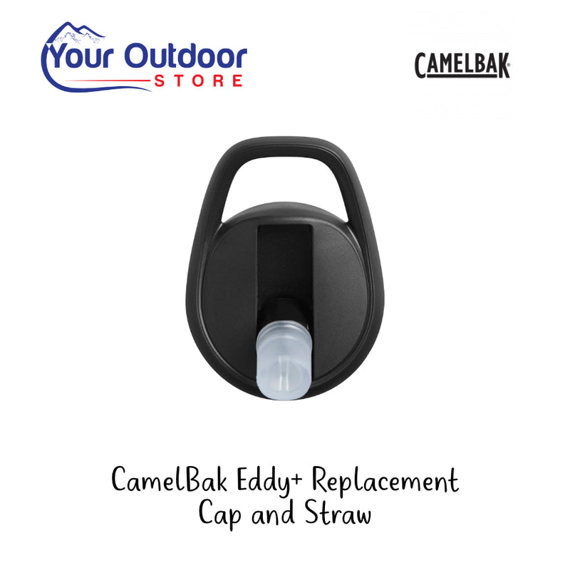 Camelbak Eddy Plus Replacement Cap and Straw. Hero image with title and logos
