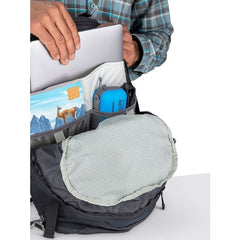 Petrol Blue | Inside pack, showing organisational pockets and laptop sleeve