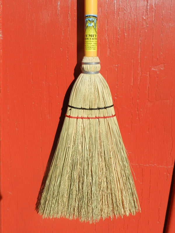 3 Tie Kids Toy Broom. Close up of Millet Broom End. 