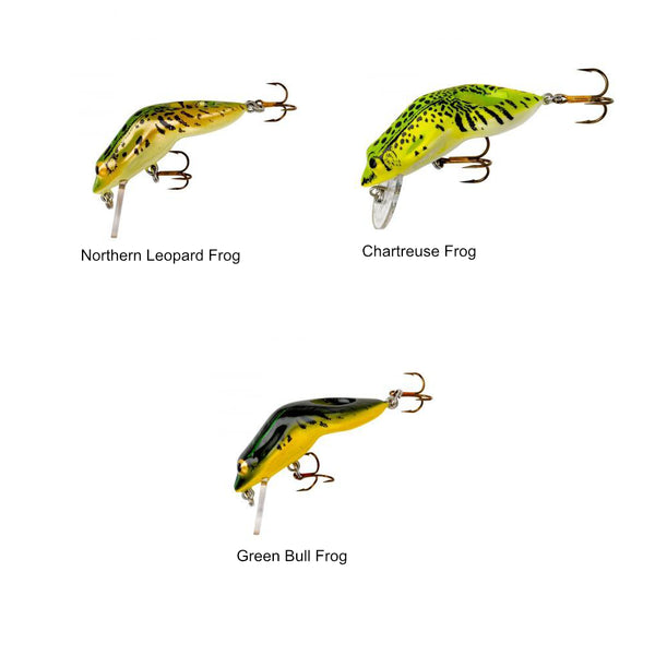Rebel Teeny Wee Frog Lures Showing Variants.