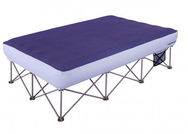 Blue Check | Oztrail Anywhere Bed Queen, fully set up
