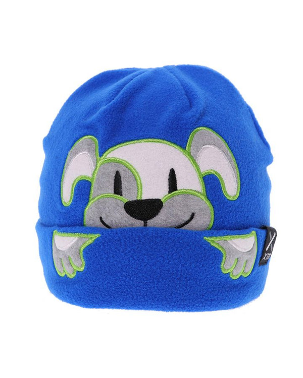 Bright Blue | XTM Kids Peek-a-Boo Beanie. Dog Embroidery 