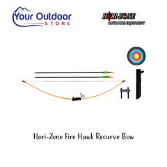 Horizone Fire Hawk Youth Recurve Bow. Hero image with title and logos