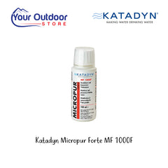 Katadyn Micropur Forte Liquid MF 1000F. Hero image with title and logos