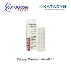 Katadyn Micropur Forte Tablets MF 1T. Hero image with title and logos