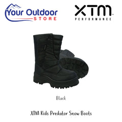 XTM Kids Predator Snow Boots. Hero image with title and logos