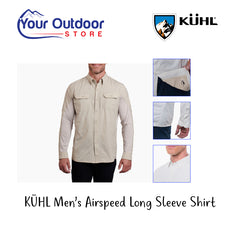 KUHL Mens AIRSPEED Long Sleeve Shirt. Hero image with title and logos