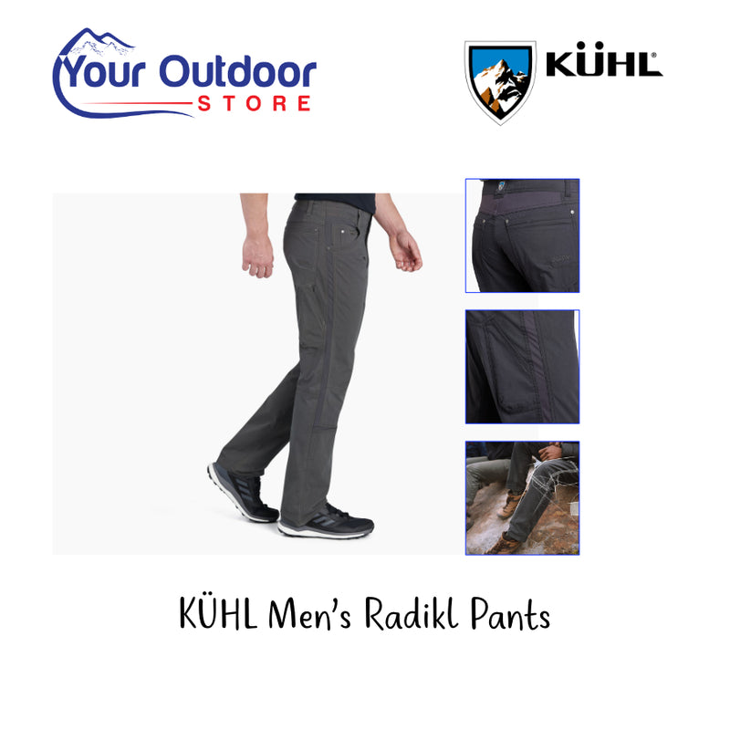 KUHL Mens Radikl Pants. Hero image with title and logos