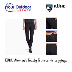 Kuhl Women's Toasty Transcendr Leggings. Hero image with title and logos