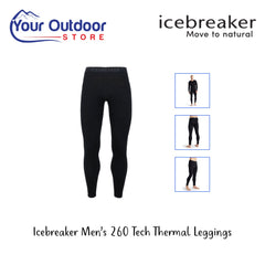 Black | Icebreaker Mens Merino 260 Tech Leggings. Hero image with logos, Title and Image Inserts
