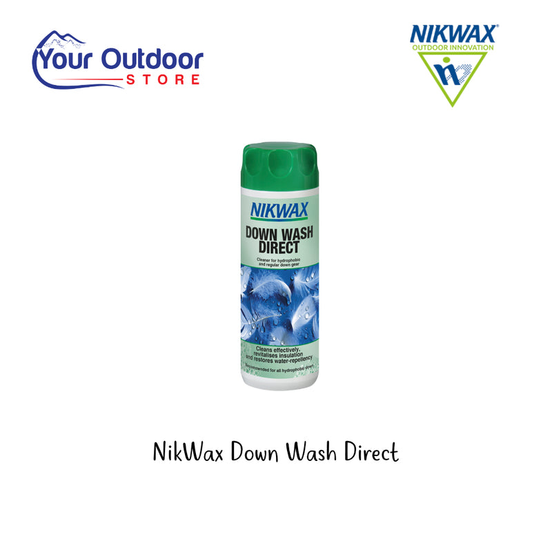 Nikwax Down Wash Direct. Hero image with title and logos