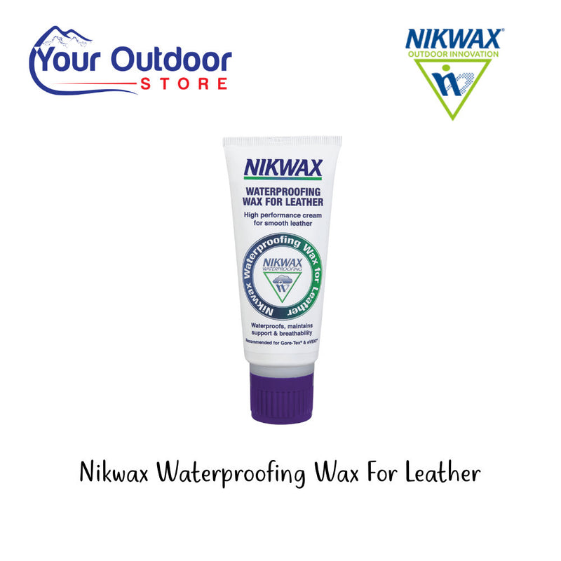 Nikwax Waterproofing Wax For Leather. Hero image with title and logos