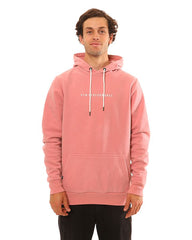Blush | Full front view of hoodie with male model