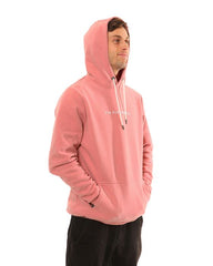 Blush | Side view with hood on. Male Model hands in pocket