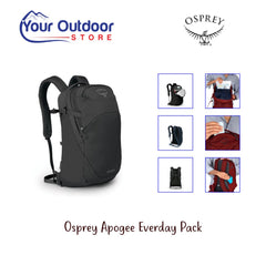 Osprey Apogee 28L Everyday Pack. Hero image with title and logos