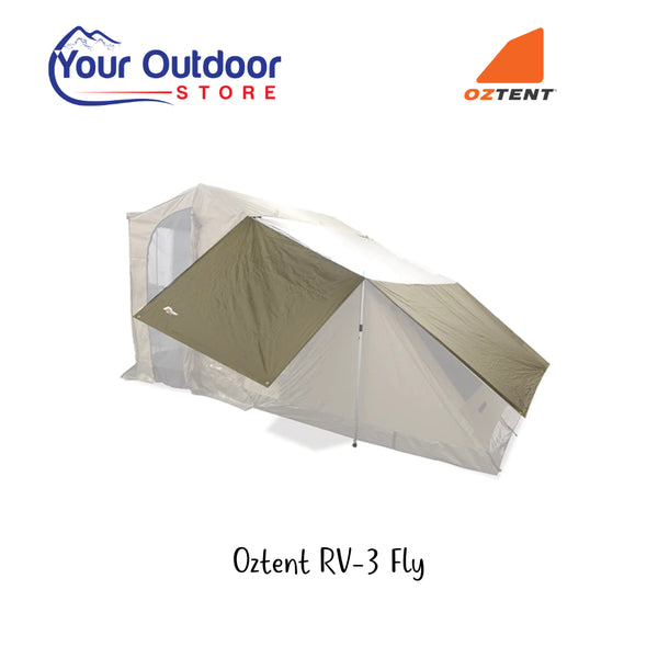 Oztent RV-3 Fly. Main image showing logos and title. 
