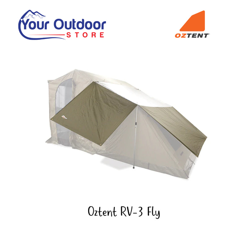 Oztent RV-3 Fly. Main image showing logos and title. 