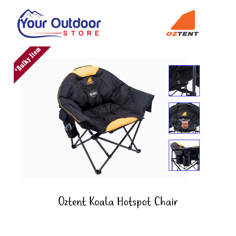 Oztent Koala HotSpot Lounge Chair. Hero image with title and logos